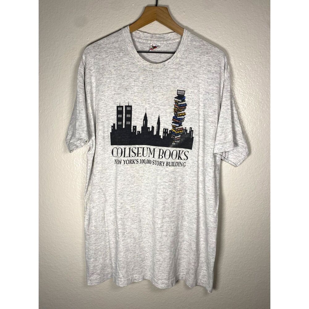 Vintage 90s Coliseum Books NYC Shirt Mens XL Single Stitch New York Skyline